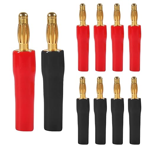 Diitao 10PCS Speaker Connector Banana Plugs 4mm Speaker Cable Connectors for Audio Video (5 Red +5 Black)