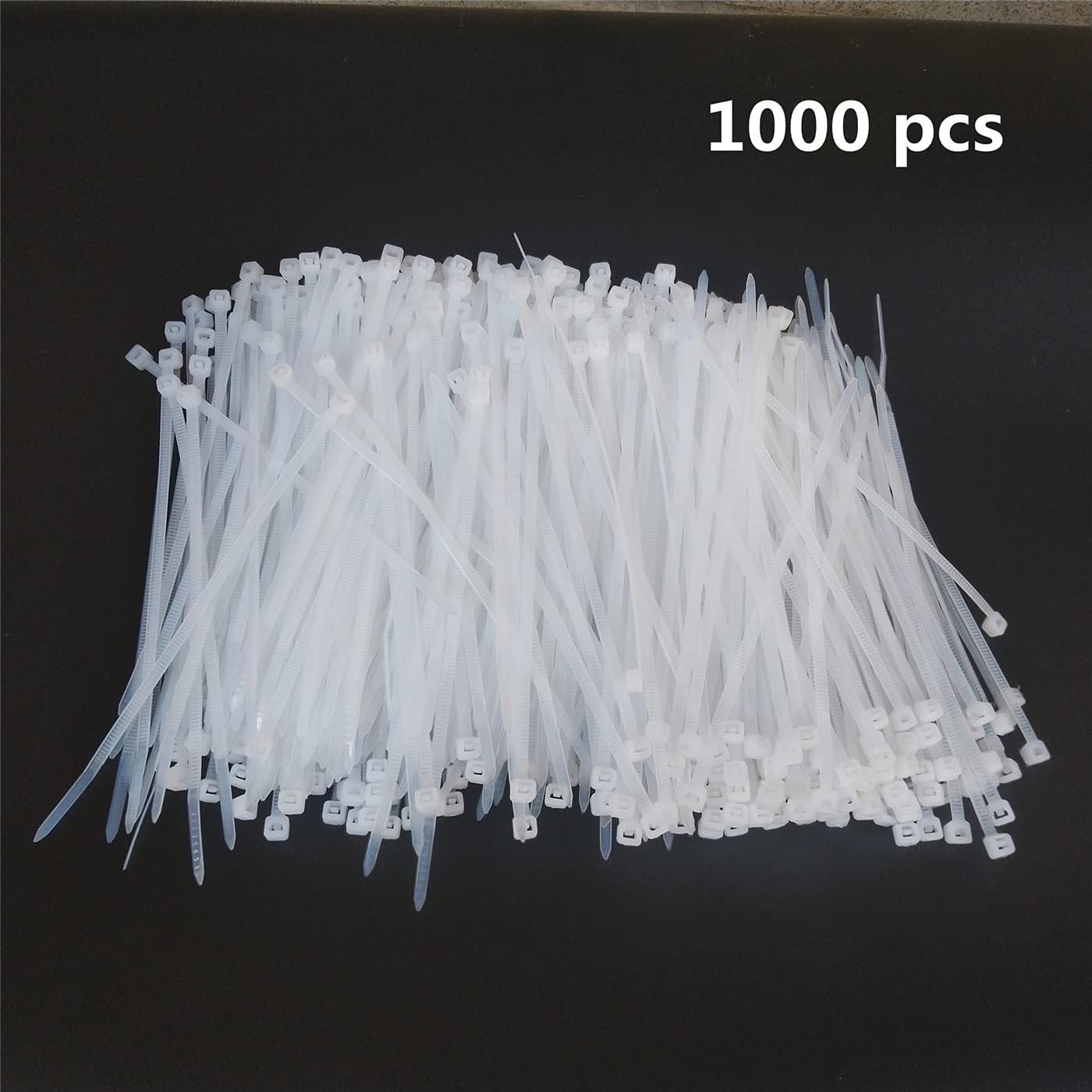 1000 pcs 6 inch Cable Zip Ties Heavy Duty, Premium Plastic Wire Ties with 18 LBS Tensile Strength, UV Resistant Cable Ties, Self-Locking White Nylon