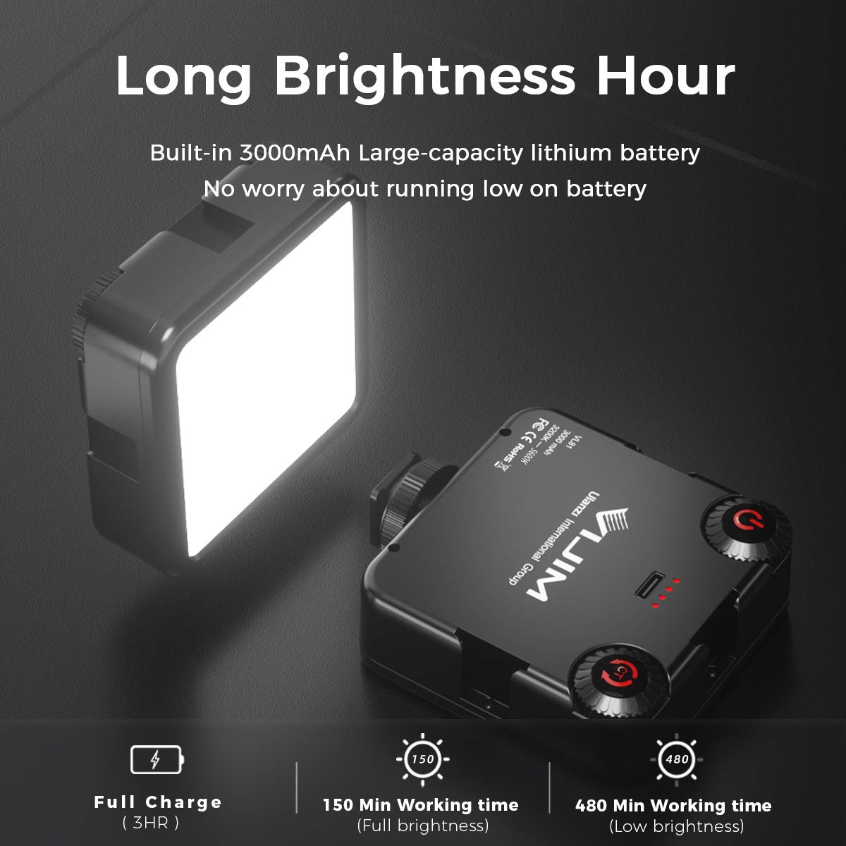 ULANZI VL-81 3000mAh Bi-Color LED Video Light w Softbox - 3200K-5600K+CRI95 Rechargeable Camera Light, 3 Cold Shoe Mount