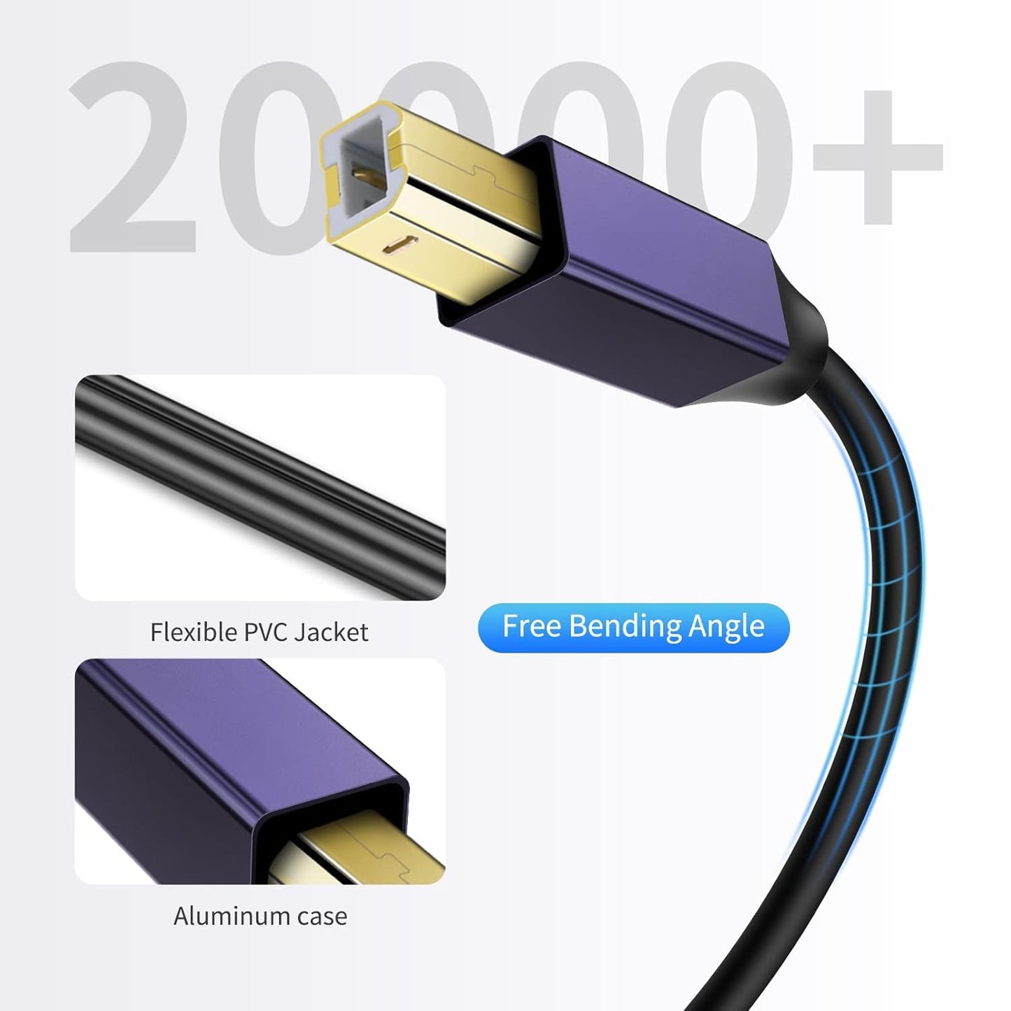 LDKCOK USB B to USB C Printer Cable 6FT, USB C MIDI Cable Compatible for MacBook Pro, HP, Epson, Canon, Brother, Lexmark, Xerox Printers