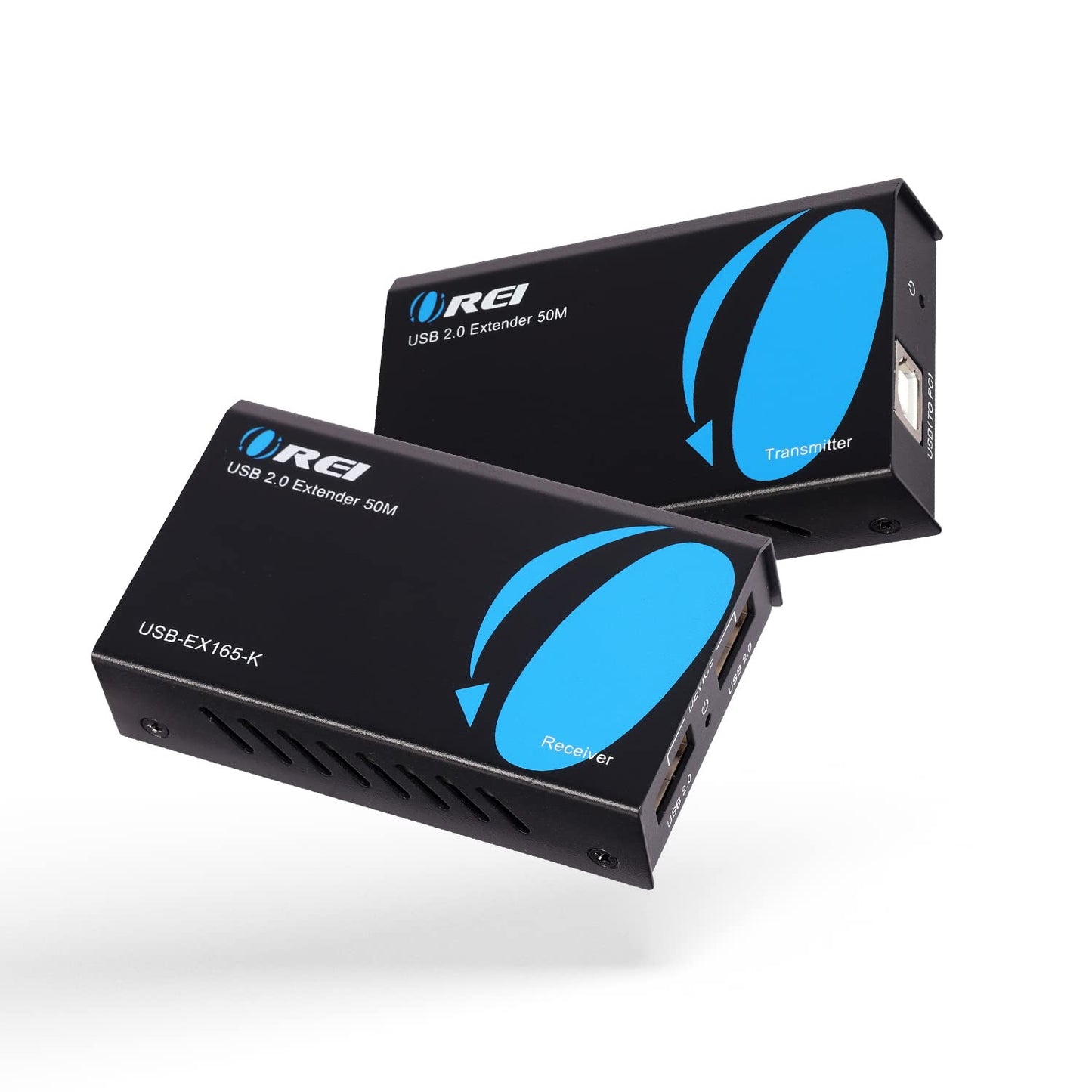OREI USB Over Cat5e/6 Extender Upto 165 Feet - Extends USB 2.0 Signal Over LAN Ethernet with 2 Ports - Power Over Cable for Long Distance Extension