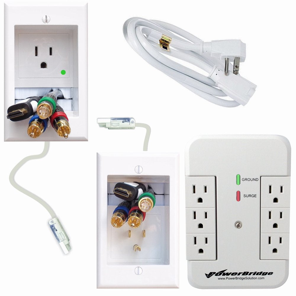 PowerBridge Solutions In Wall Cable Management PowerBridge ONE-CK-SP with PowerConnect for Wall-Mounted Flat Screen LED, LCD, and Plasma TV's