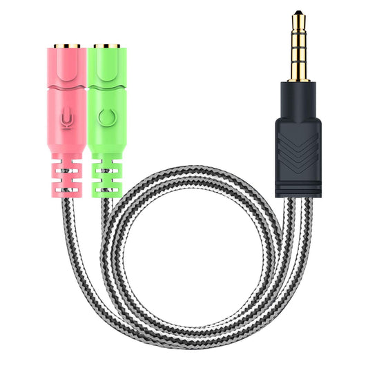 MillSO Headphone Mic Splitter, 3.5mm Headset Adapter (Microphone + Audio) 2 TRS Female to TRRS Male CTIA Stereo Jack Y Cable Compatible for Dual-Plug