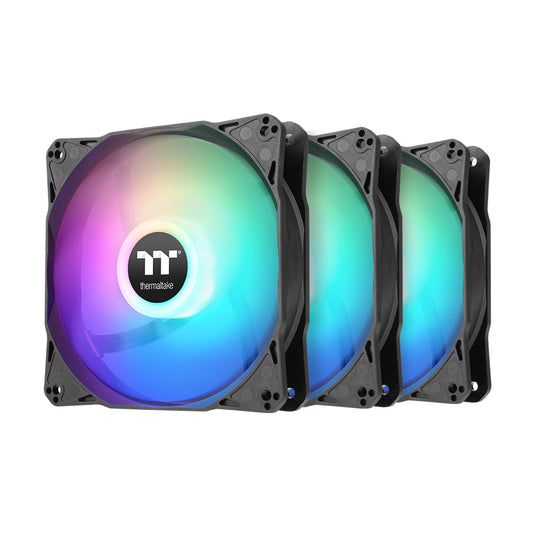 Thermaltake LE120 ARGB PWM Fan (3 Pack), PWM controlled 500~1500 rpm, 5V Motherboard Sync, 16.8 Million Colors 9 Addressable LEDs, Airflow 66.1 CFM