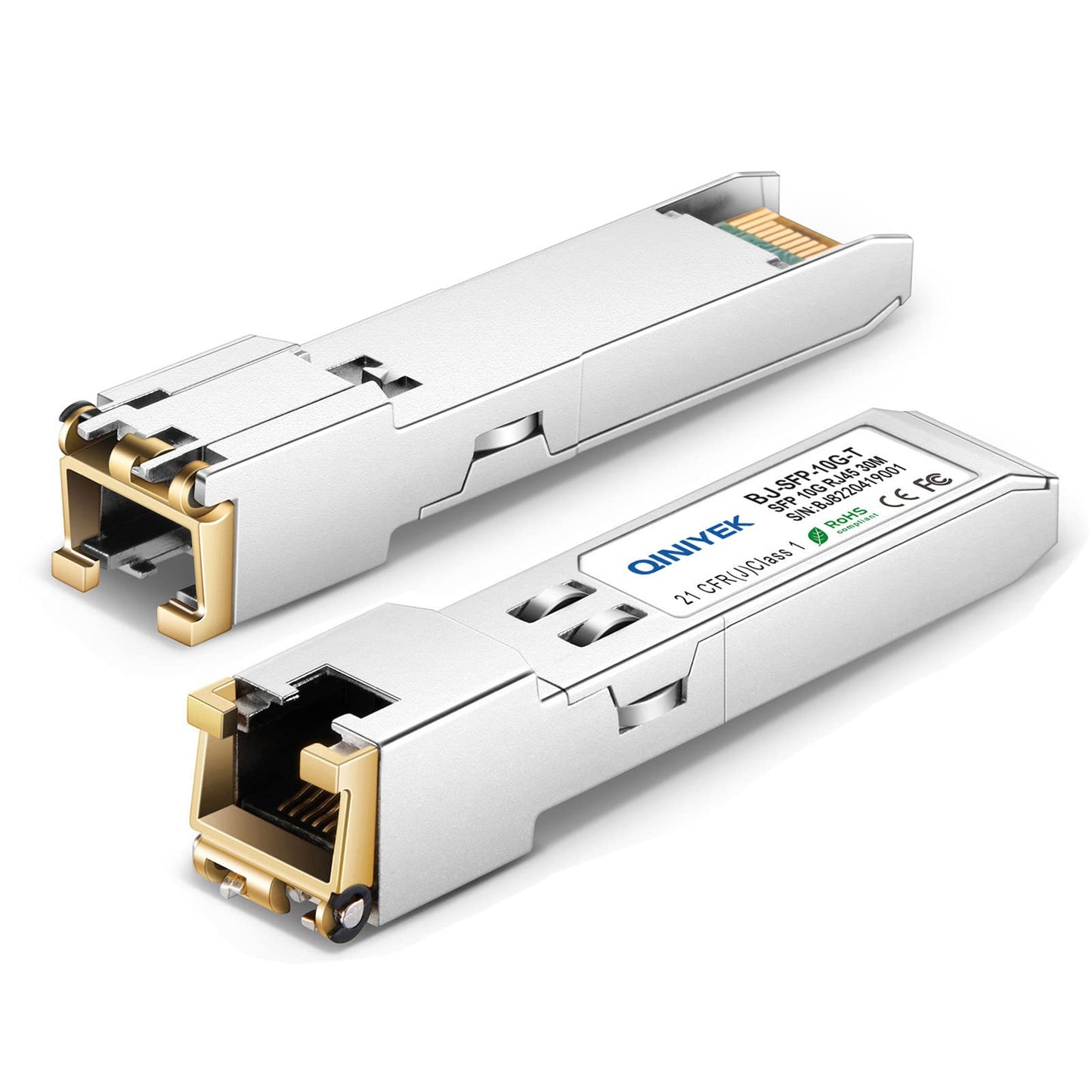 QINIYEK 1.25/2.5/5/10G-T SFP+ to RJ45 Transceiver, SFP+ Copper Ethernet CAT.6a Module, for Cisco SFP-10G-T-S, MikroTik S+RJ10, Ubiquiti UF-RJ45-10G