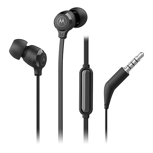 Motorola Earbuds 3-S Wired Earbuds with Microphone - Corded in-Ear Headphones, Comfortable Lightweight Silicone Ear Buds, Non-Tangle Flat Cable…