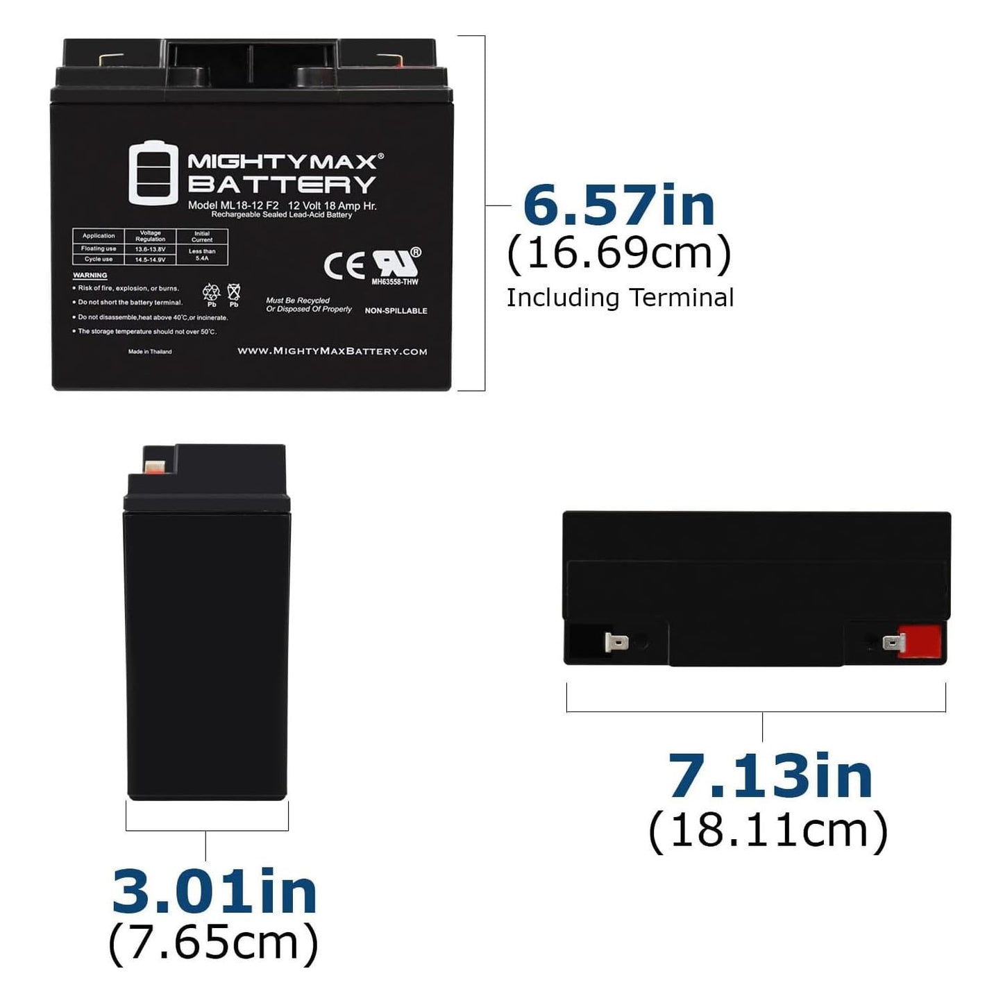 Mighty Max Battery 12v 18ah f2 sla replacement battery for power sonic ps-12180