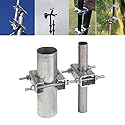 Star Dream Mast Connector,Double Antenna Mast Clamp Jaw Block with Bolts Anti-Rust Finished for TV Ham Antenna Weather Station Double Pipe-Mounting
