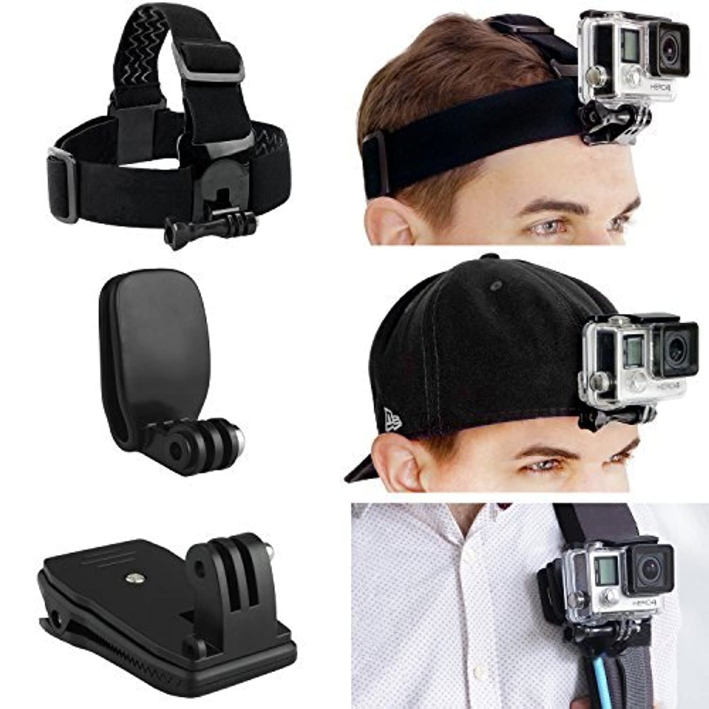 CamKix Head & Backpack Mount Bundle Compatible with GoPro Hero 13, 12,11, 10, 9, 8,7, 6, 5, Black, Session, Hero 4, Black, Silver, Hero+ LCD, 3+, 3