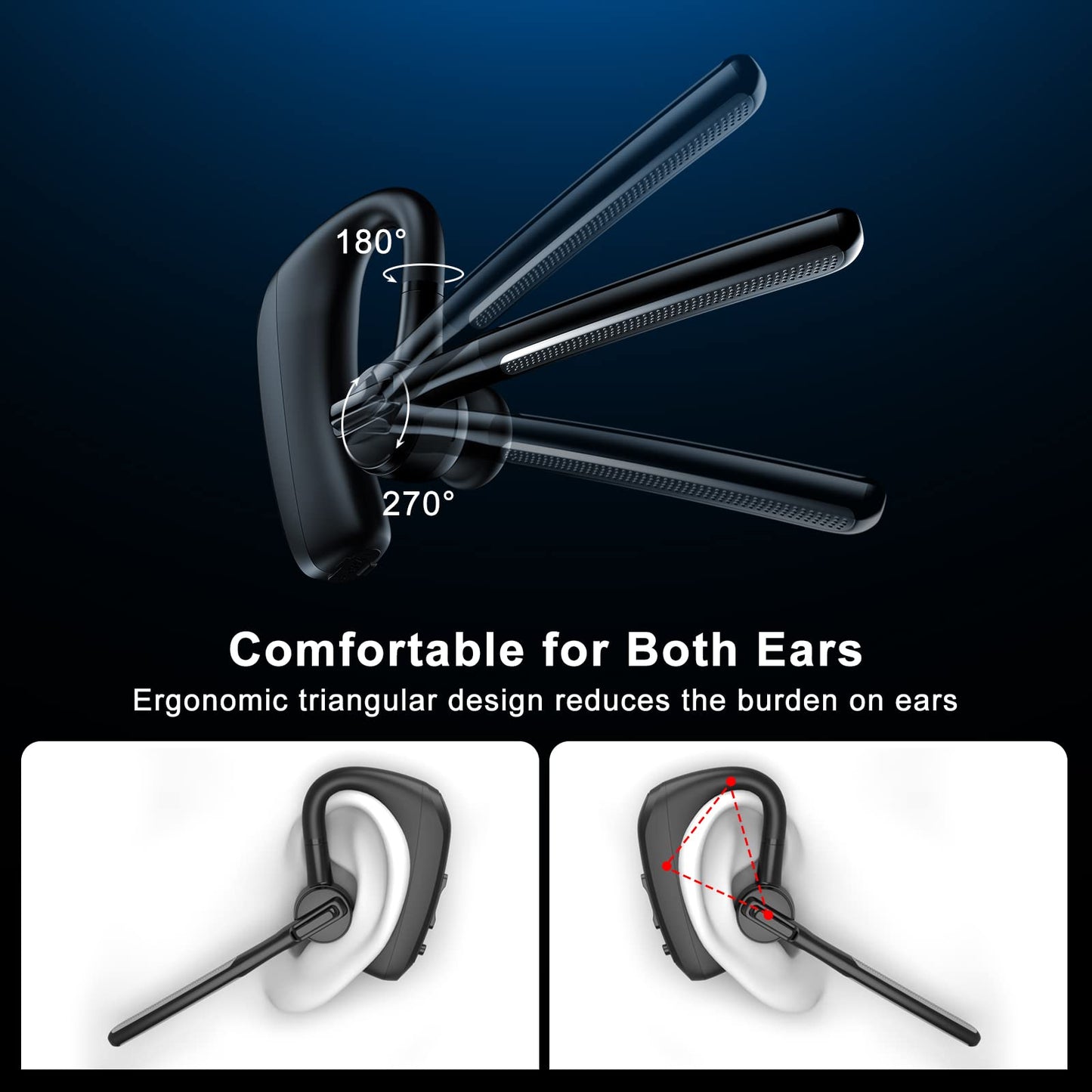 emotal Bluetooth Headset Dual-Mic ENC +CVC 8.0 Noise Cancelling Aptx HD HiFi Stereo15Hours HD Talktime 200Hours Standby Bluetooth Earpiece Compatible
