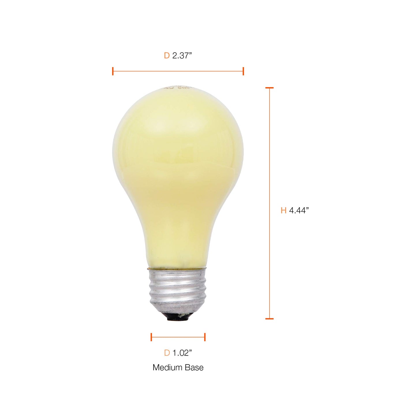 Sylvania Incandescent Yellow Bug Light Bulb A19 E26 Base, 60 Watt, 2 Pack