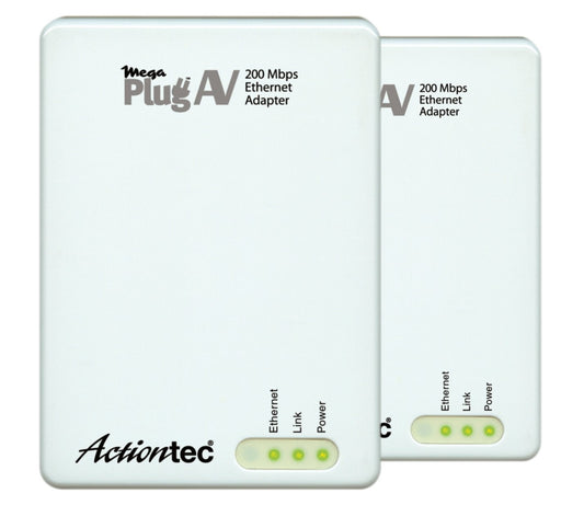 Actiontec MegaPlug A/V 200 Mbps Powerline Network Adapter Kit (White)