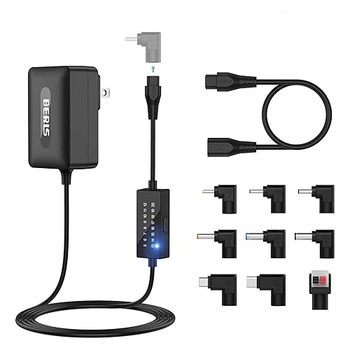 IBERLS 24W Universal AC DC Adapter, Adjustable 5V-20V, Current 100mA-2000mA, DC Connector with 9 Tips, Including Positive and Negative, Power Suppy…