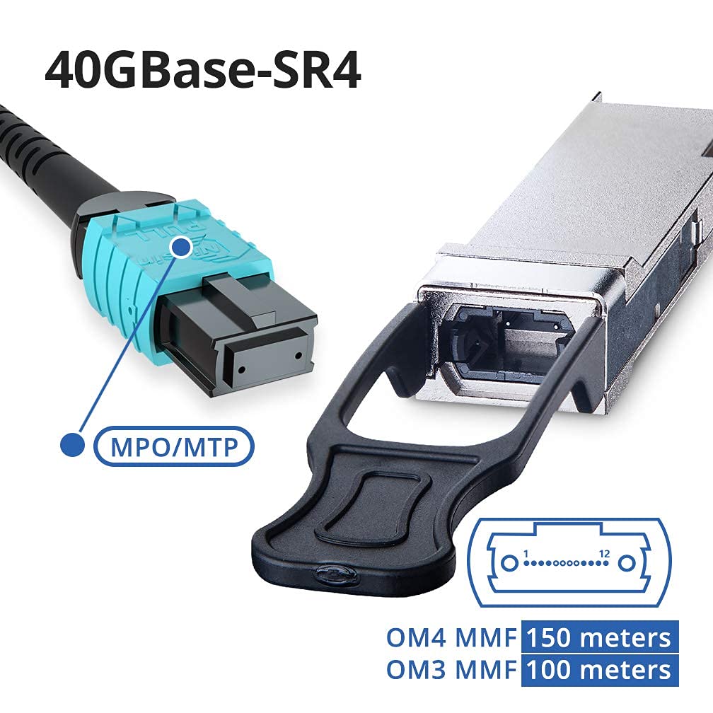 10Gtek 40 Gigabit QSFP+ MPO Multi-Mode Transceiver, 40GBASE-SR4 Module for Arista QSFP-40G-SR4, 850nm, DDM, 100m