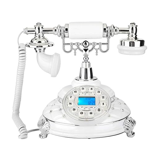 Old Telephone, Retro Anique Landline Telephone Silver Plated Home Office Corded Phone (Backlight)