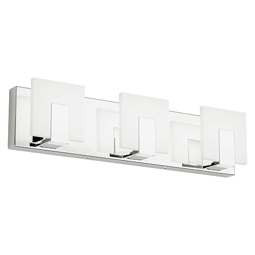 Aipsun 3 Lights Modern LED Vanity Light for Bathroom Frosted White Acrylic Chrome Up and Down Bathroom Wall Light Fixtures Over Mirror(White Light