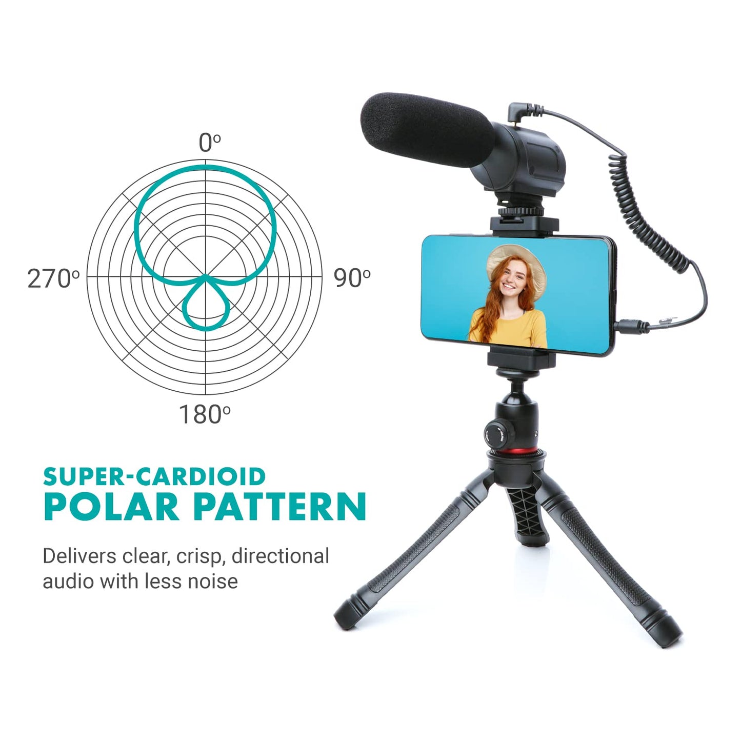 Movo uVlogger- Android/USB-C Compatible Vlogging Kit Smartphone Video Kit Accessories: Tripod, Mount, LED Light and Cellphone Shotgun Microphone