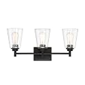 Designers Fountain 3-Light Westin Bathroom Vanity Lights Fixture, 22.5 Inch Wall Mount Sconce for Bedroom or Over Mirror, Matte Black, 95703-MB