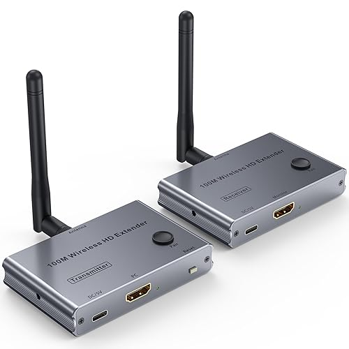 Wireless HDMI Transmitter and Receiver 4K@30Hz HDMI Wireless Extender Kit 328Ft/100M 4K Video & Audio Sender and Receiver for Casting Video & Audio