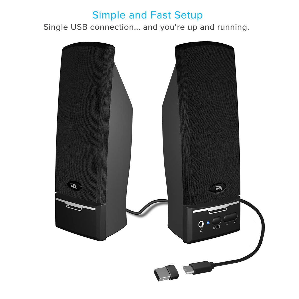 Cyber Acoustics CA-2014USB 2.0 Computer Speakers, 10W, Stereo Sound