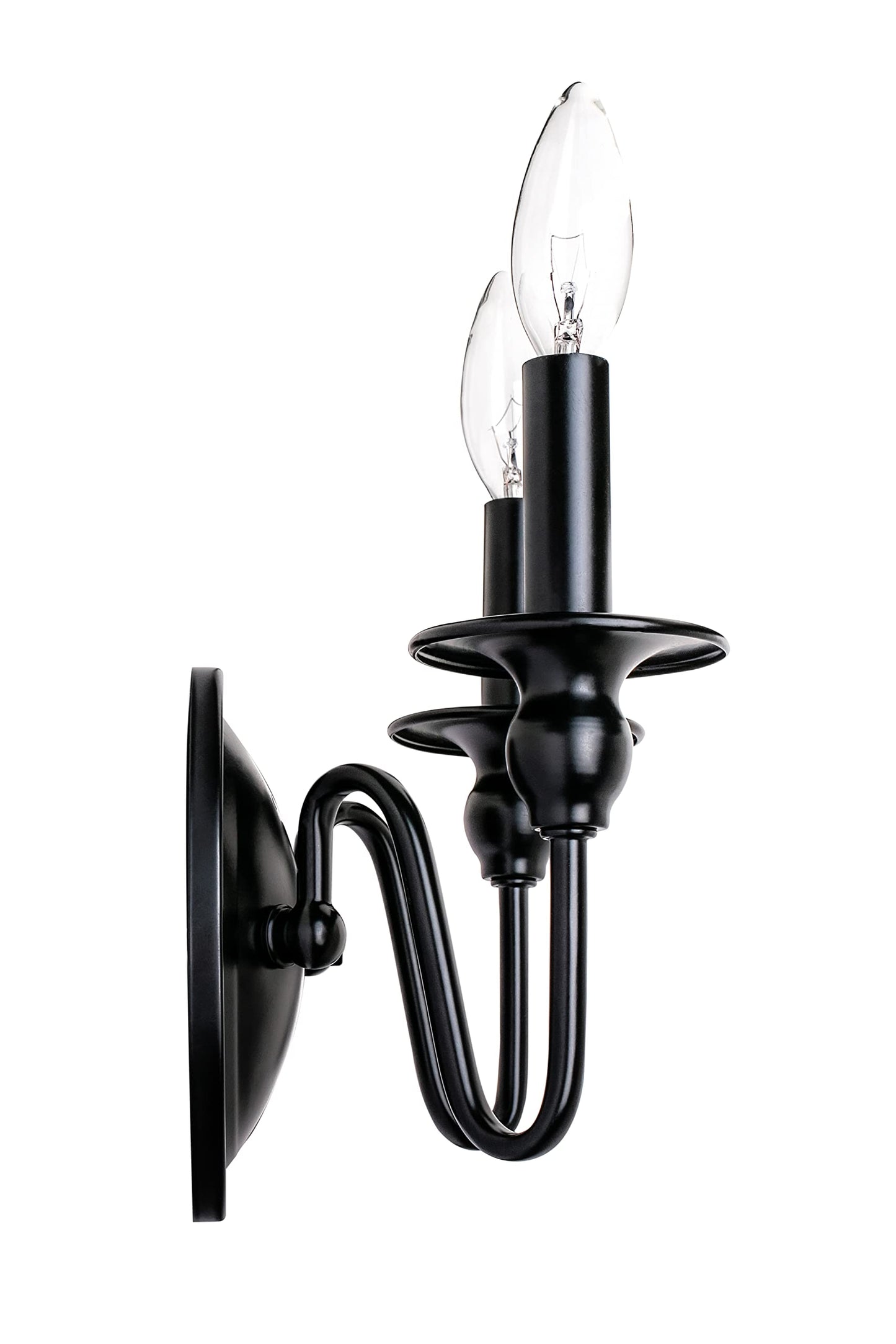 Aspen Creative 62710-01-2, 2 Lights Indoor Wall Fixture, 10-1/4" W x 7-3/8" H x 5-1/8" E, Matte Black Finish, Bulb Not Included