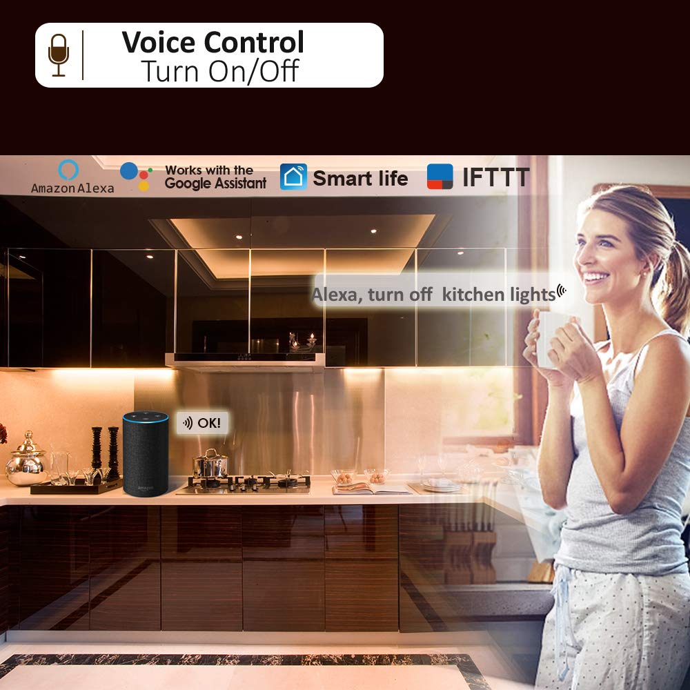Smart Under Cabinet Lighting App, Alexa & Google Compatible Cabinet Lights - Linkable with Timer Under Counter Lights Fixtures for Kitchen, Book