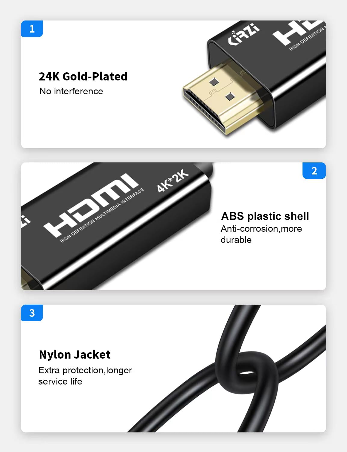 Kirzi 4k DisplayPort (Sources) to HDMI (Display) Cable, Uni-Directional DP to HDMI Cord Compatible for DP Source to HDMI Display (15ft)