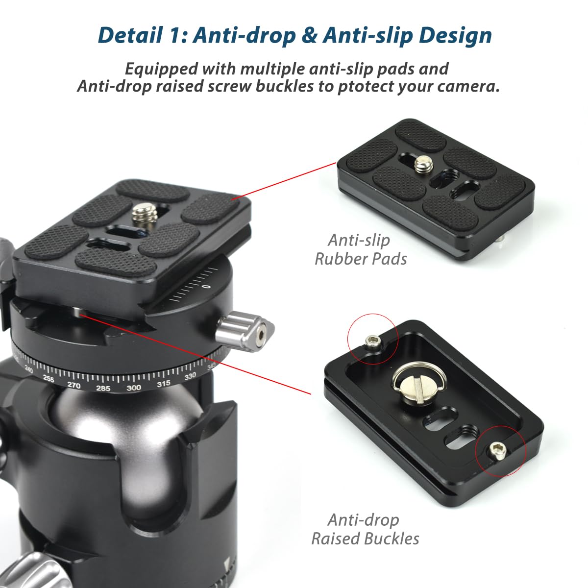 Akeipho 2 Pieces Aluminum 60mm Universal Quick Release Plate with 1/4 Inch Screw, Arca Swiss Plate Tripod Mount for DSLR Camera Tripod Ball Head