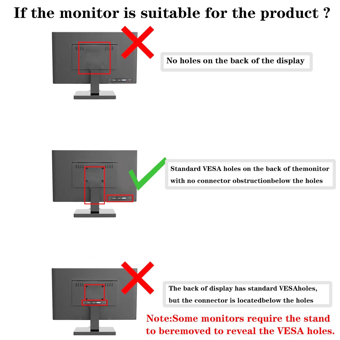 Monitor Stand, Adjustable Folding Metal LCD TV Desk Stand with VESA Hole14-27 Inch for Flat LED Monitor Screen/Industrial Control/Touch Monitors/Ktv