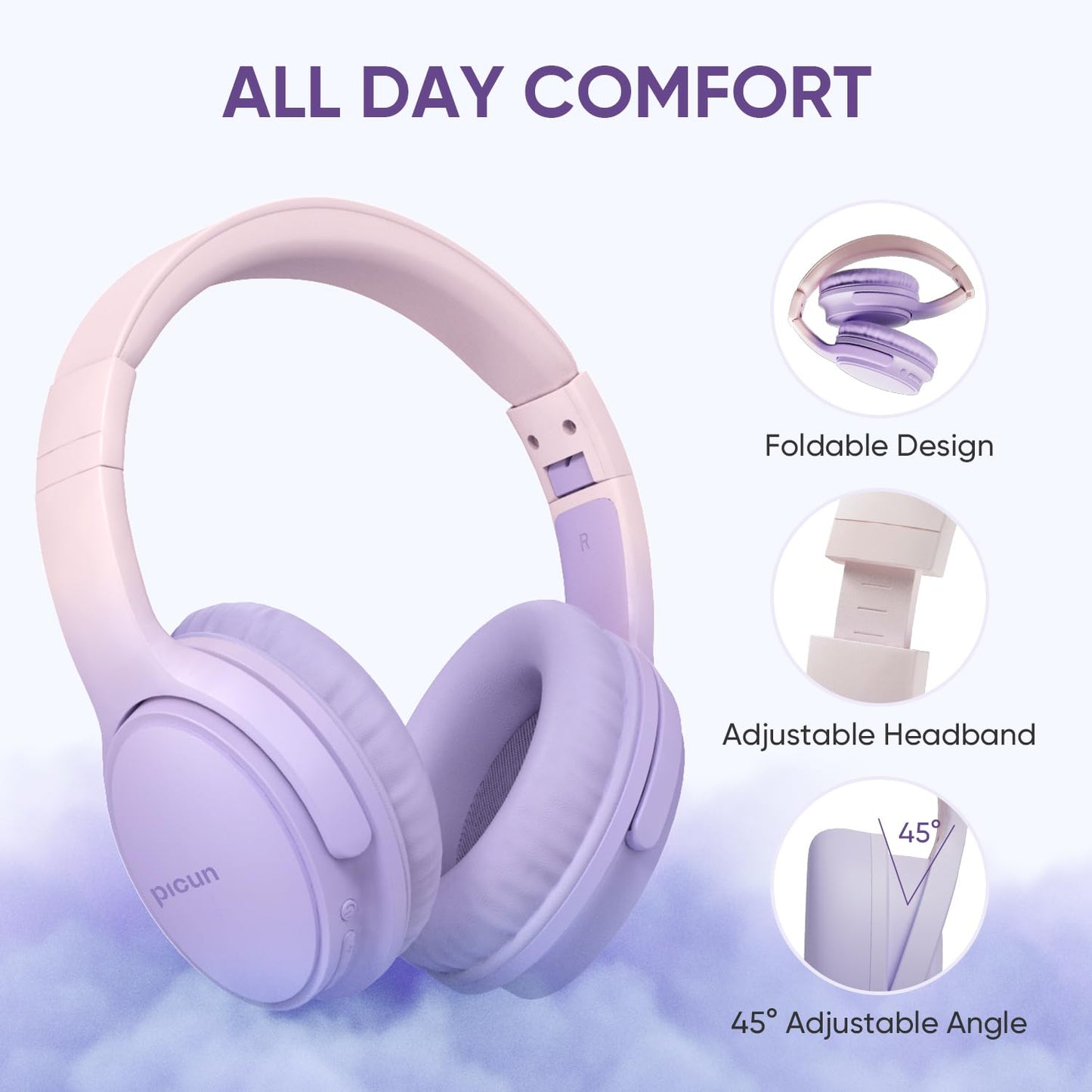 Gankoii Wireless Headphones, Bluetooth Over Ear Headsets with Microphone, Hi-Fi Audio, 60H Playtime, Touch Control, Foldable Lightweight, On-Ear…