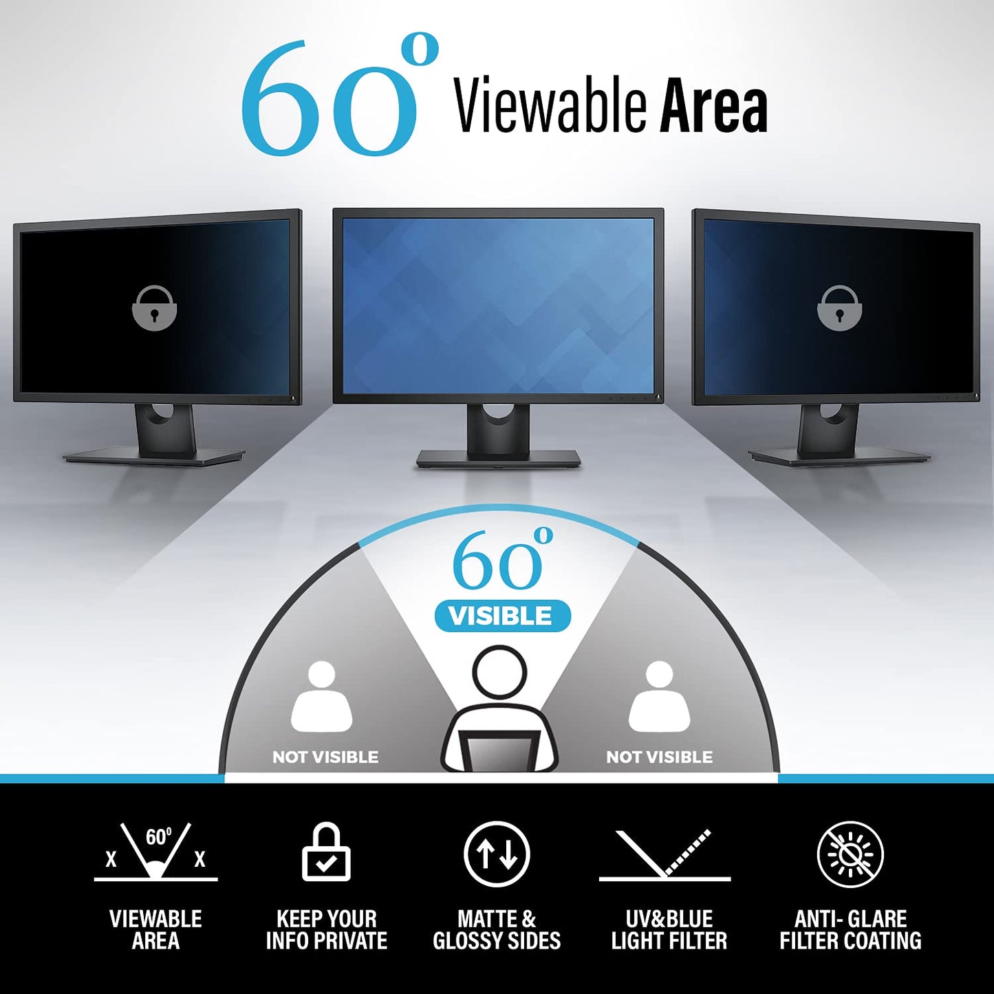 Privacy Screen Filter for 18.5 Inches Computer Monitor with Aspect Ratio 16:09 Please Check Dimension Carefully