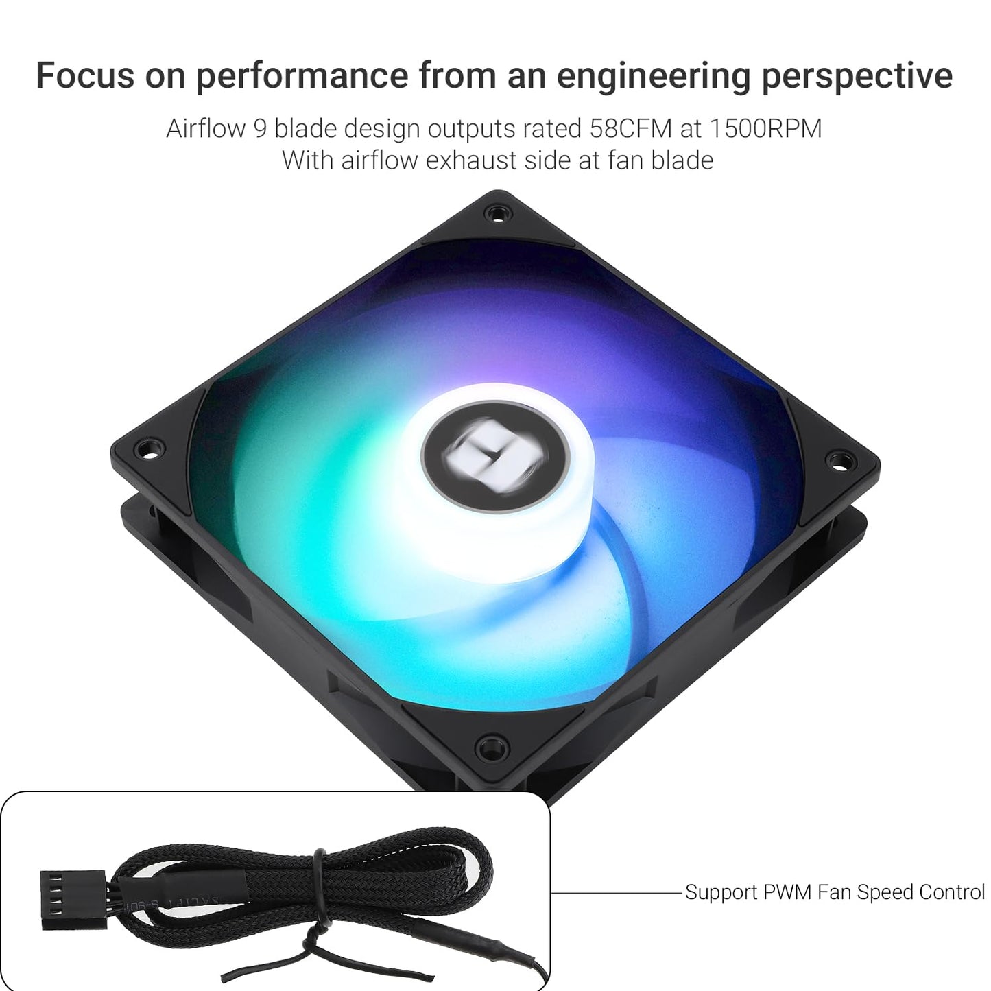 Thermalright TL-C12RB-S V2 CPU Fan 120mm ARGB Case Cooler Fan, 4pin PWM Connector Silent Computer Reverse Fan with S-FDB Bearing Included,up