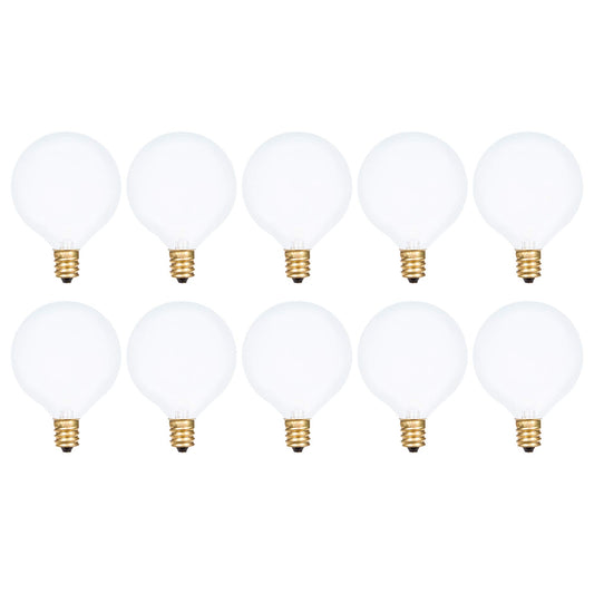 Simba Lighting Small Globe G16.5 25W E12 Frosted Glass 120V, 2700K, 10 Pack