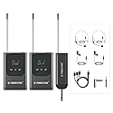 Phenyx Pro Dual Digital Wireless Microphone System, Portable Mini Receiver, 2x15 UHF Frequencies, 2 Bodypack Transmitters, Headset/Lapel Microphone