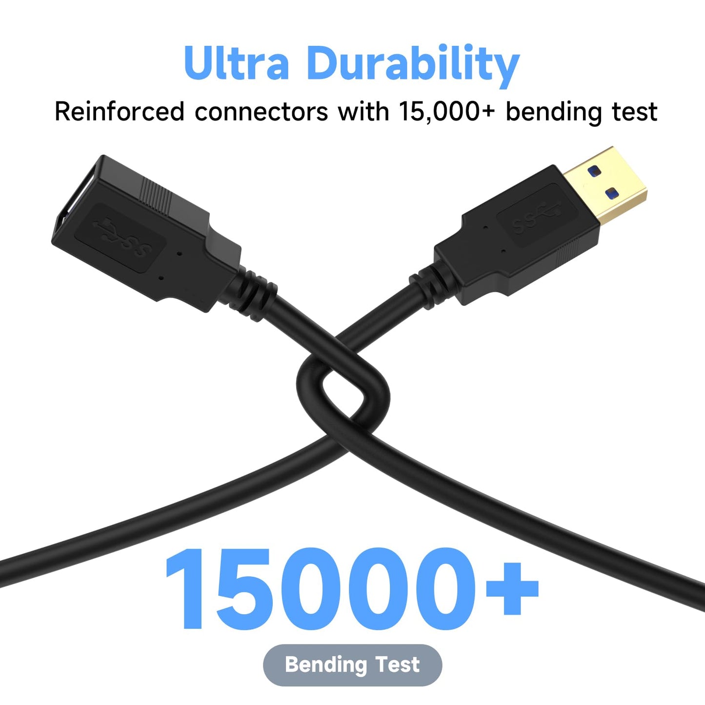 Qxcynsef USB 3.0 Extension Cable 15 FT,5Gbps High Speed Data Transfer Extra Long A Male to A Female Connector for PC,Computers, Printer, External HDD