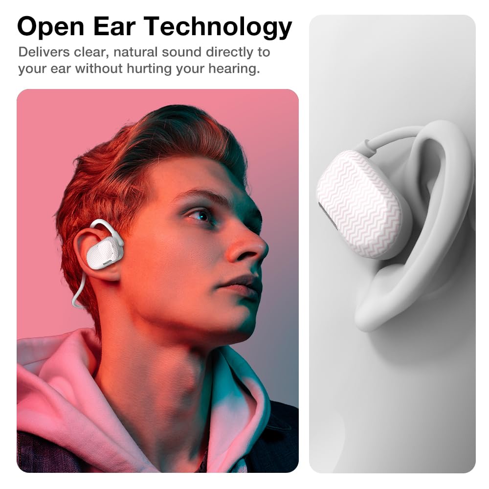 Purity Air Open Ear Headphones - True Air Conduction Wireless Bluetooth Open Ear Earbuds with Dual Mic for iPhone/Android - Secured Long Wearing