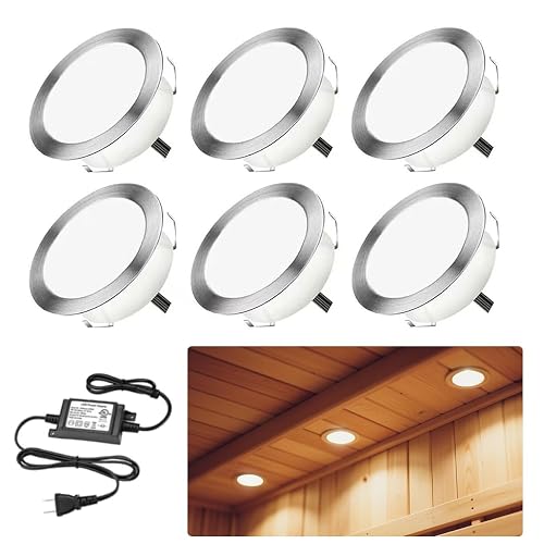 SKYMVAO 6 Pack LED Sauna Explosion Room Light, Sauna Lighting Recessed, Deck Lighting Waterproof IP67, Outdoor Recessed Lights, Low Voltage LED Lights