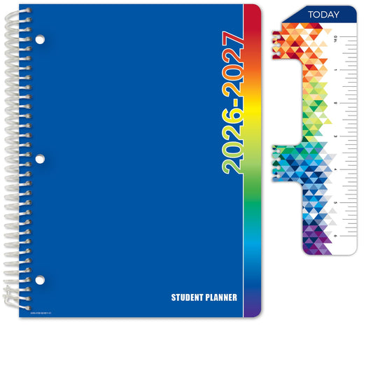 Global Datebooks 2026-2027 Middle & High School Student Planner 8.5" x 11" - Dated Weekly & Monthly Academic Planner with Ruler/Bookmark & Stickers