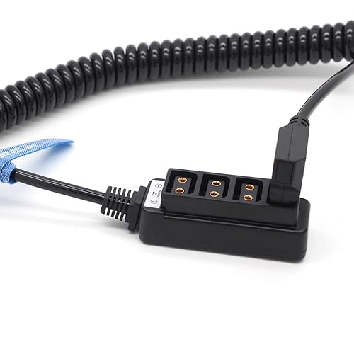 SZJELEN D-tap to Dtap Splitter Female P-tap Splitter Coiled Adapter Cable for Photography Power/Anton Bauer V-Mount Battery (Spring Line)