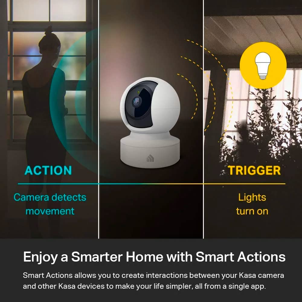 Kasa 1080p Indoor Pan/Tilt Wired Security Camera - Works as a Baby & Pet Monitor, Motion Detection & Tracking, 2-Way Audio, Night Vision