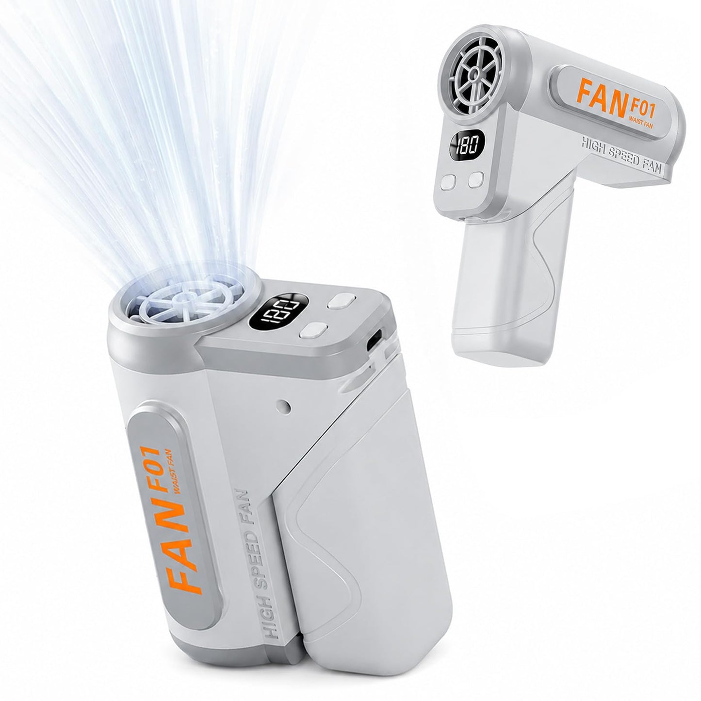10000mAh Waist Fan with Light, Adjustable 5 Speed Foldable Neck & Belt Fan