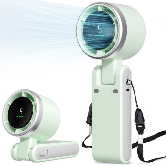 Azdedut Portable Fan, Mini Fan, Handheld Turbo Fan, Portable Rechargeable Fan, 5-Speed, LED Display