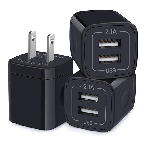 USB Wall Charger, Charger Block, 3 Pack 2.4A Dual Port Charging Block charger Cube Power Adapter Charge for iPhone 17 16 15 14 13 12 11 Pro Max XS XR