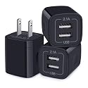 USB Wall Charger, Charger Block, 3 Pack 2.4A Dual Port Charging Block charger Cube Power Adapter Charge for iPhone 17 16 15 14 13 12 11 Pro Max XS XR