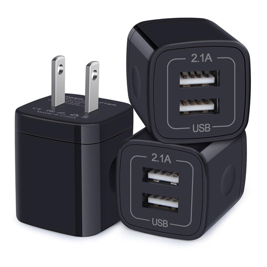 USB Wall Charger, Charger Block, 3 Pack 2.4A Dual Port Charging Block charger Cube Power Adapter Charge for iPhone 17 16 15 14 13 12 11 Pro Max XS XR