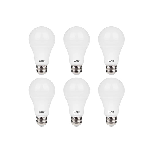 LUNO A19 Non-Dimmable LED Bulb, 14W (100W Equivalent), 1500 Lumens, 5000K (Daylight), Medium Base (E26), UL Certified (6-Pack)