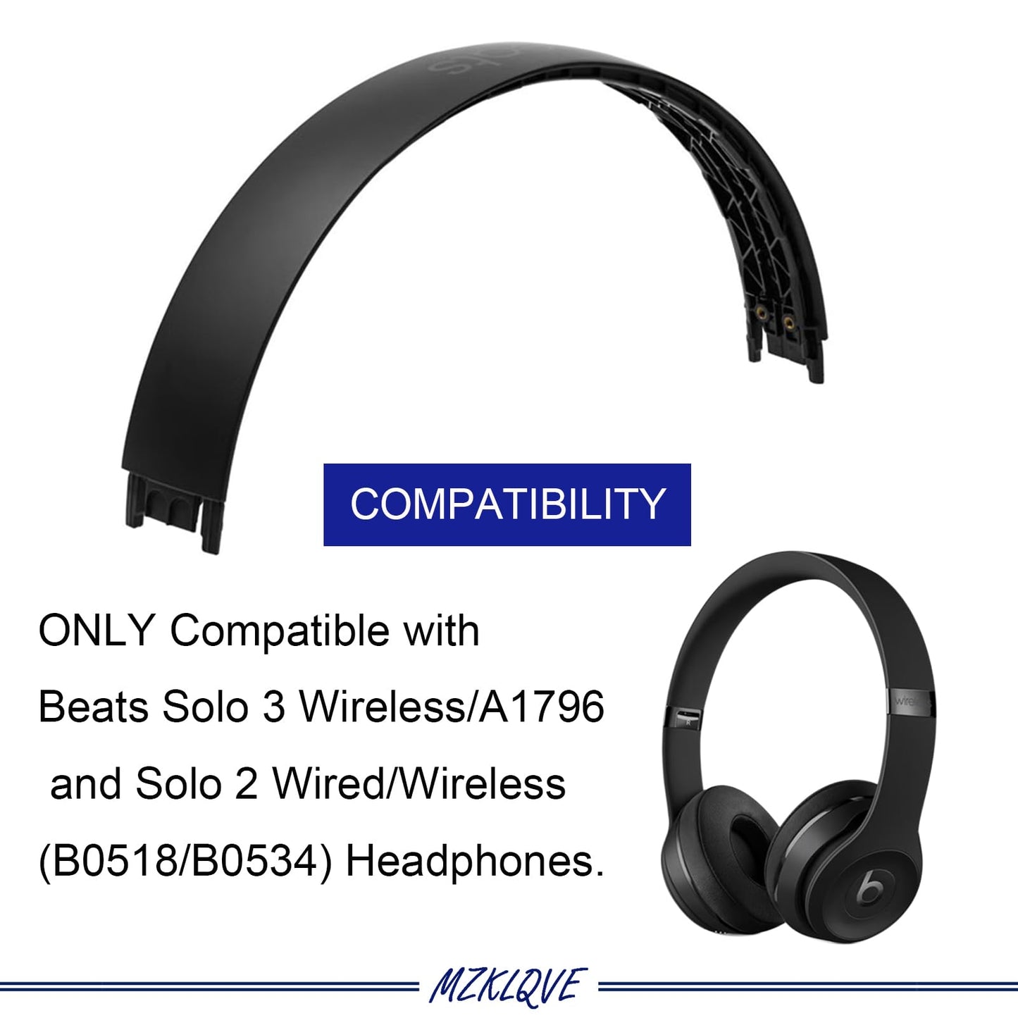 Solo 3 Headband - Replacement Premium Repair Parts for Beats Solo3 & Solo 2 Wired/Wireless Headphones (Matte Black)
