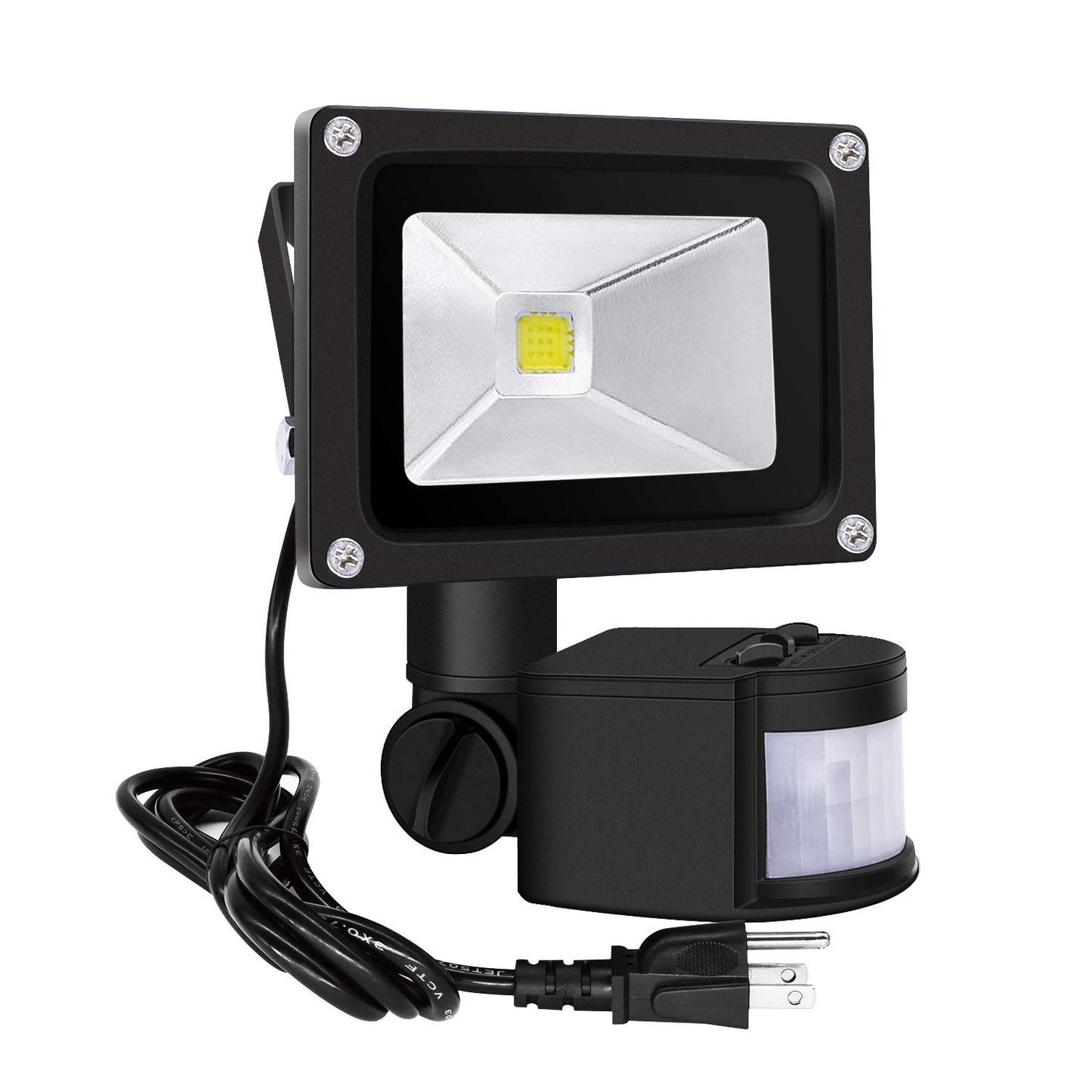 Z Motion Sensor Flood Lights Outdoor,10W Induction LED Lamp, IP65 Waterproof Spotlight,6500K LED Sensor Light,Security Light with US 3-Plug (Daylight