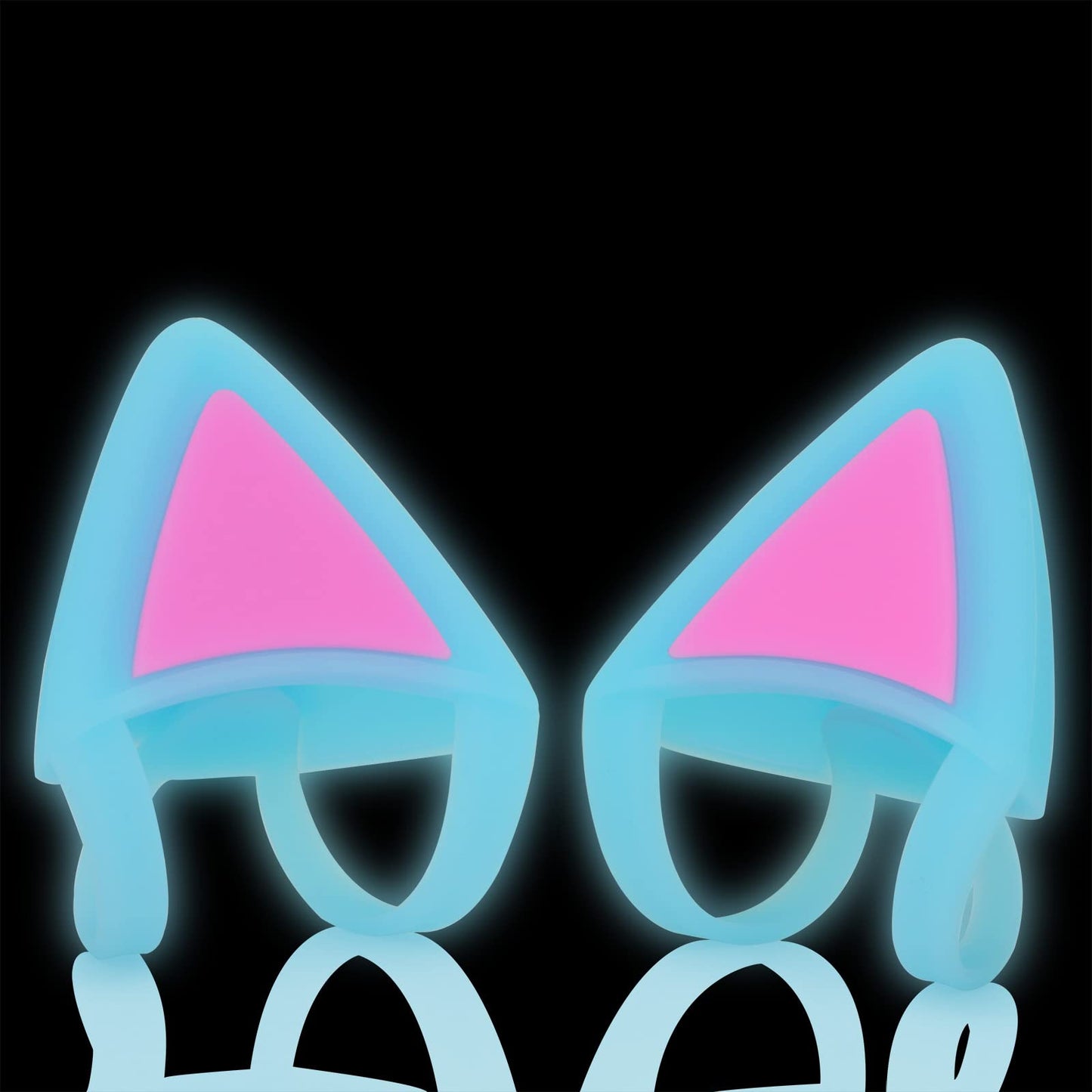 LEFXMOPHY Cat Ear Add Ons for Headset Replacement for Xbox PS4 PS5 Headphones, Silicone Ear Straps Attachment Accessories for Gamer, Girl, Blue Glow
