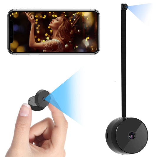 Boveila WiFi Mini Camera 1080P Wireless 150° Wide-Angle Security Camera with 2 Lenses 90°Hinge Motion Detector Night Vision for Home Surveillance